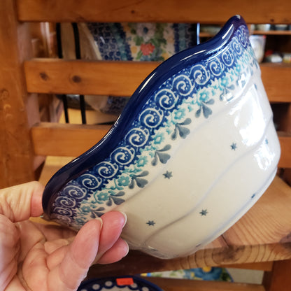 Bowl ~ Wavy Edge ~ Small ~ 8" 691-2793X  ~ Frost & Flurry Snowman / 5 cups