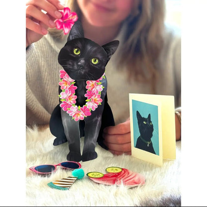 Card ~ Black Cat w/accessories pop up card