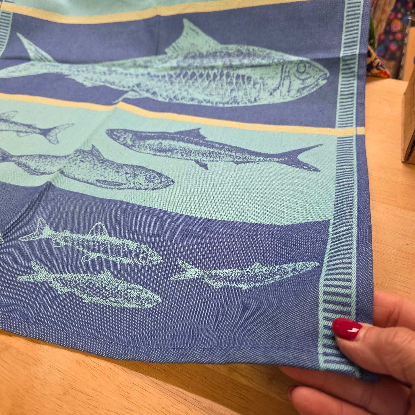 Tea Towel Fish Turquoise 20"x28" European Tea Towel