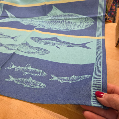 Tea Towel Fish Turquoise 20"x28" European Tea Towel