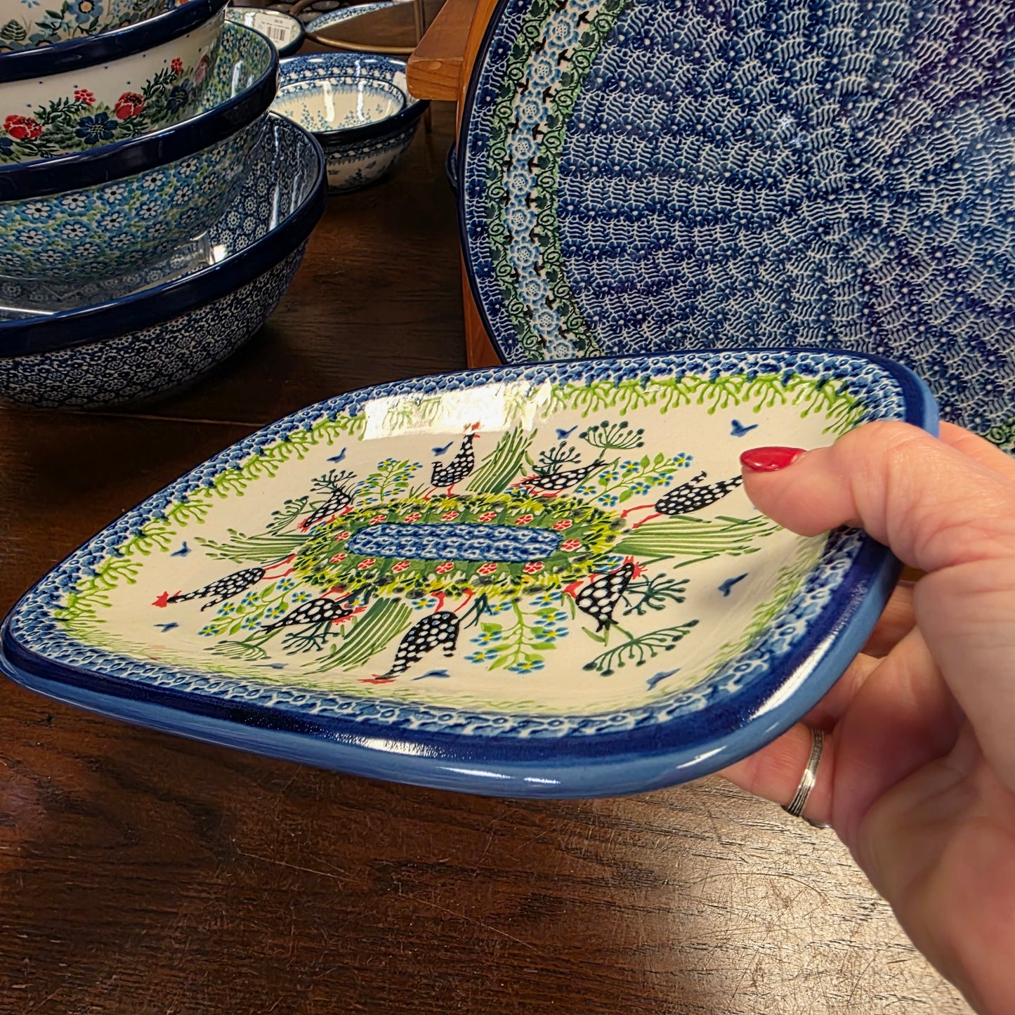 Platter 10"x7"  Black & White Chickens