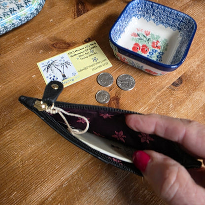 Anuschka ~ Card Case w/zip coin pouch black / parrot  RFID Block
