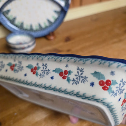 Tray Shallow ~ 9" x 4.5"    D15-2973X  Winter Holly pf0526