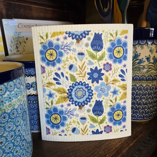 Dishcloth Blue Blooms (Swedish Dishcloth)