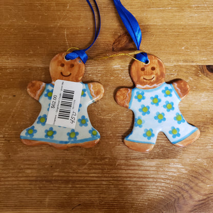 Ornament Gingerbread Couple green blue
