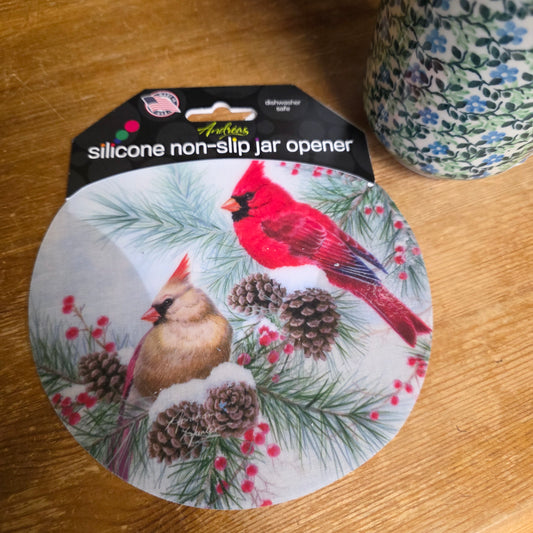Silicone Jar Opener Cardinals Winter pinecones : Jar Opener