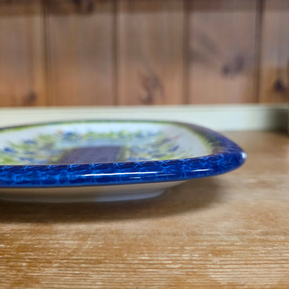 Platter 11"x8" Rectangular Bees blue
