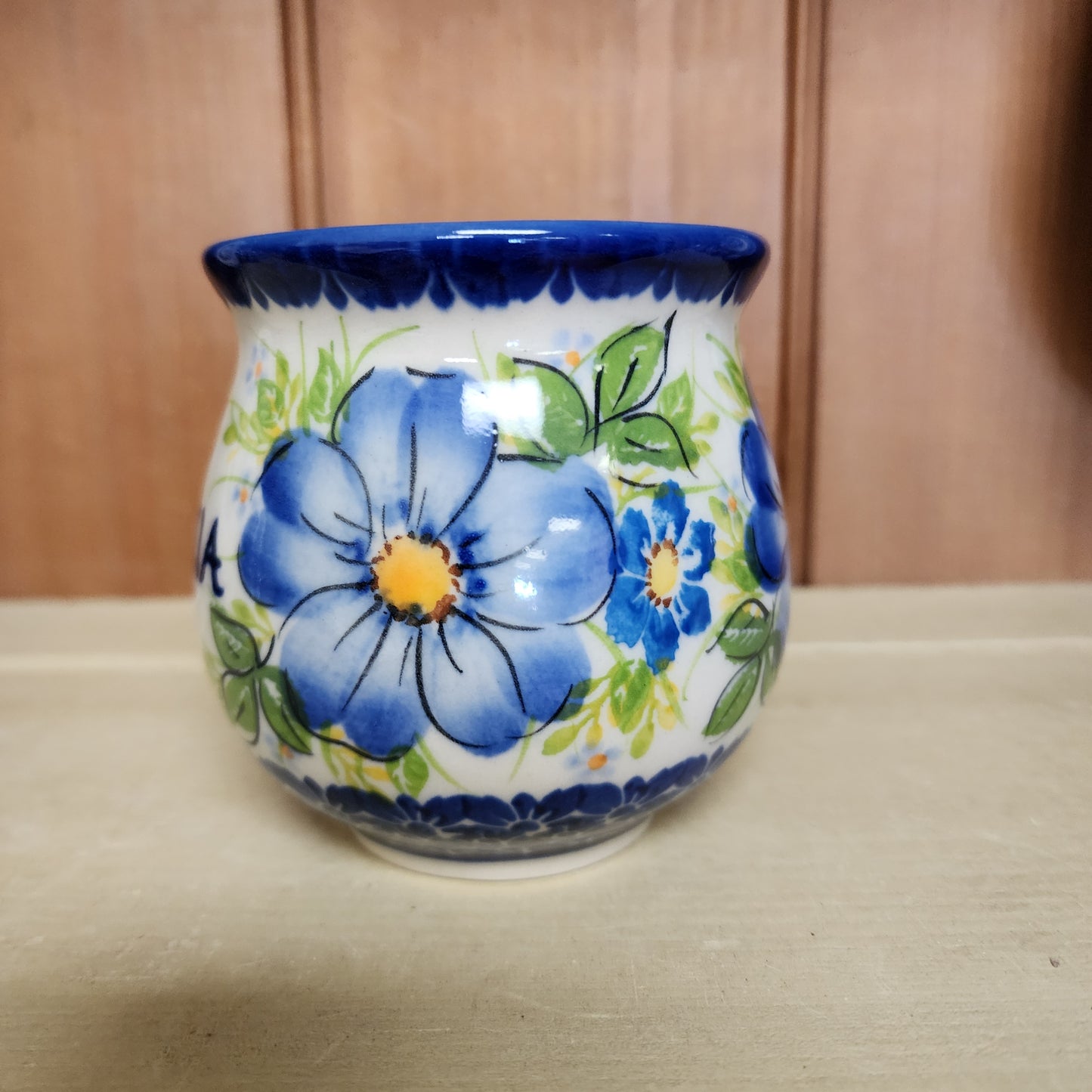 Mug 12 oz Babcia Blue Flower/yellow