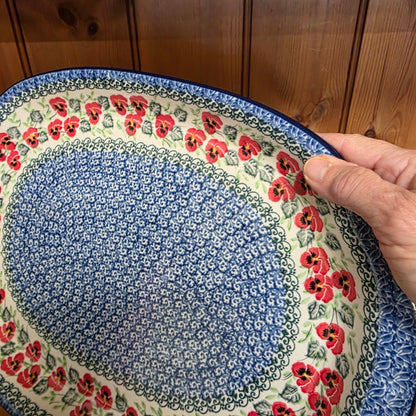 Platter   Oval   11.5" x 15.5"   2538X ~ Red Pansy