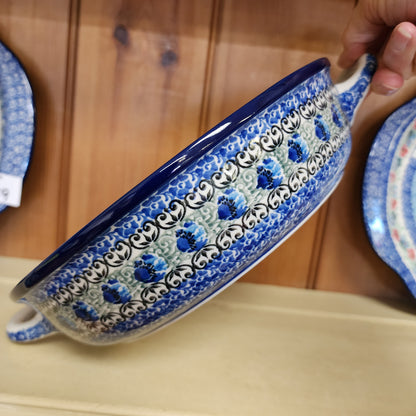 Baker   Round w/ Handles   10"   1513X ~ Peacock Feather