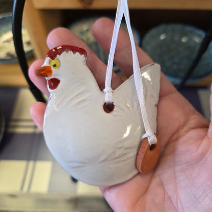 Ornament ~ (C) White Chicken with Egg (3")   **NOT POLISH POTTERY**