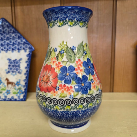 Vase 9" ~ Blue & Red UNIKAT