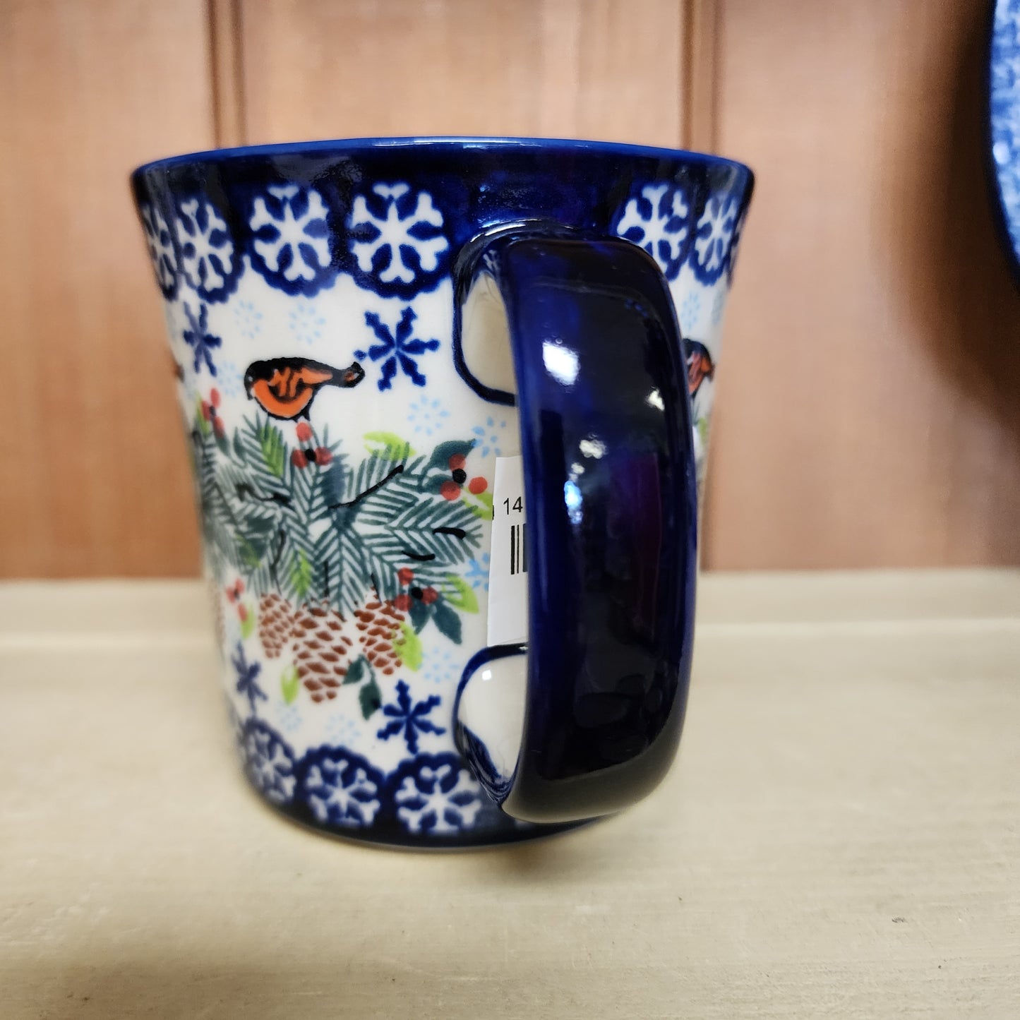 Mug 14 oz bird and pine cones