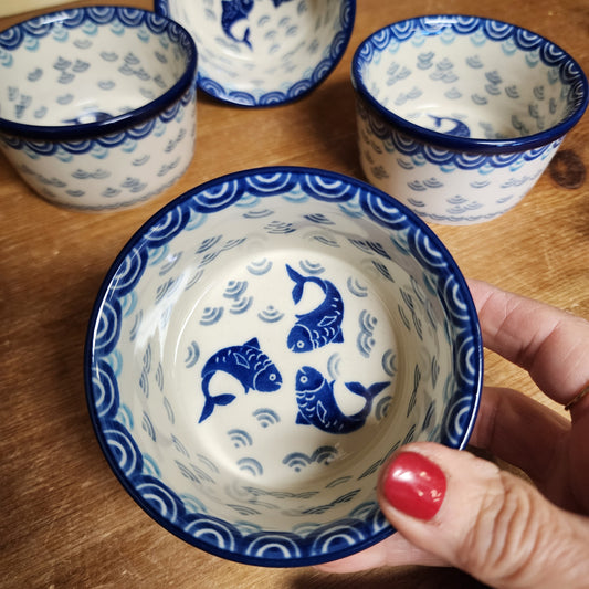 Bowl ~ Ramekin ~ 3.75" 2372X ~ Deep Blue Sea ~ Koi Fish