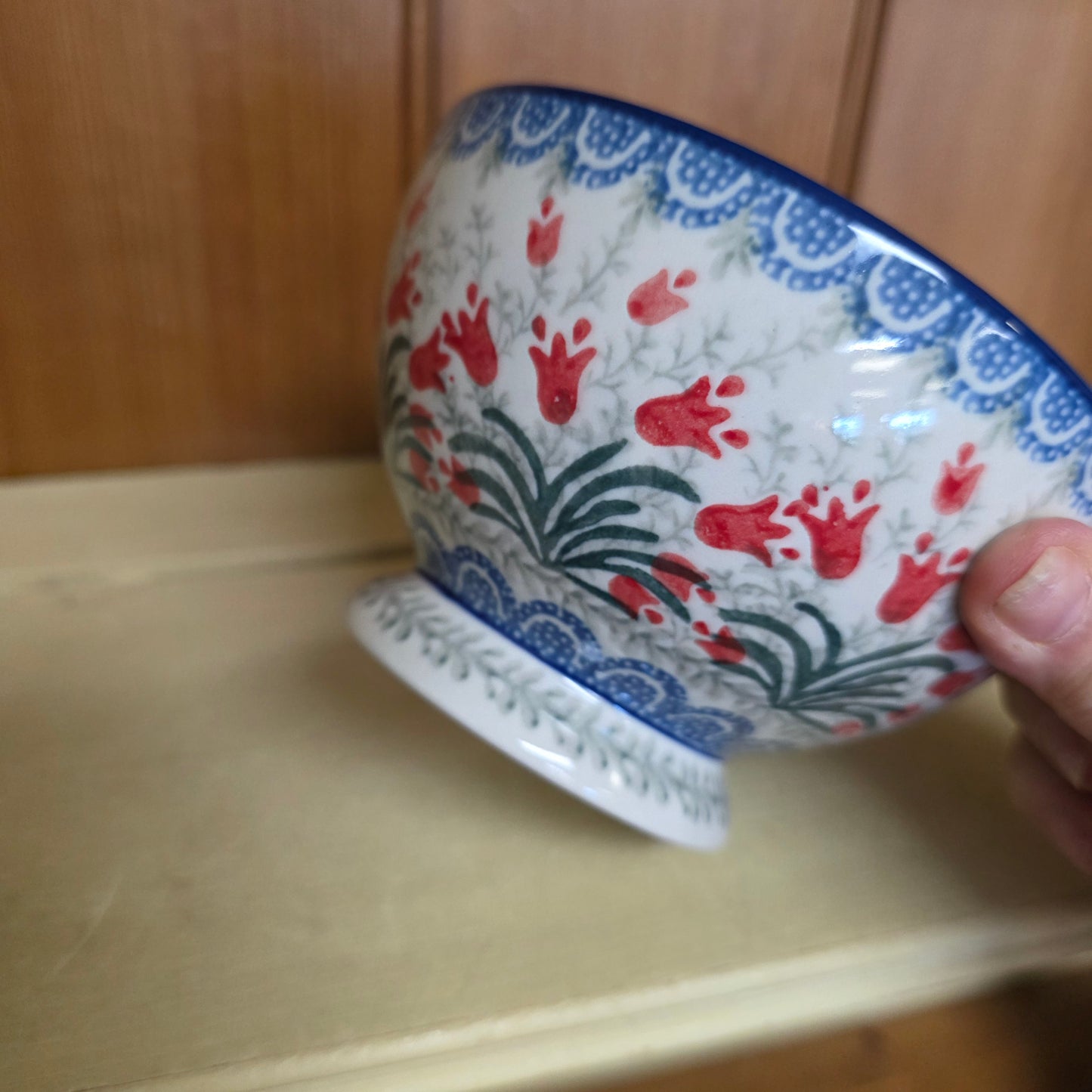 Bowl w/Pedestal   5.25"W  206-1437X  Crimson Bells pf0526
