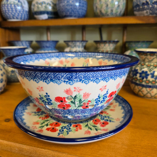 Berry Bowl w/ Saucer   8"W  470-3220X  Whimsical Garden pf0526