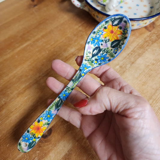 Spoon 8" ~ multi floral bright yellow