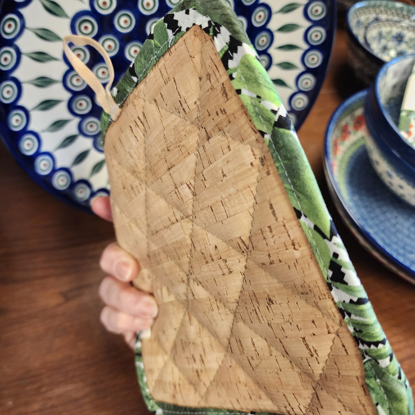 Pot Holder Green / Cats and plants