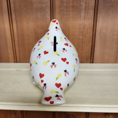 Dove bank figurine ~ Hearts and Bows