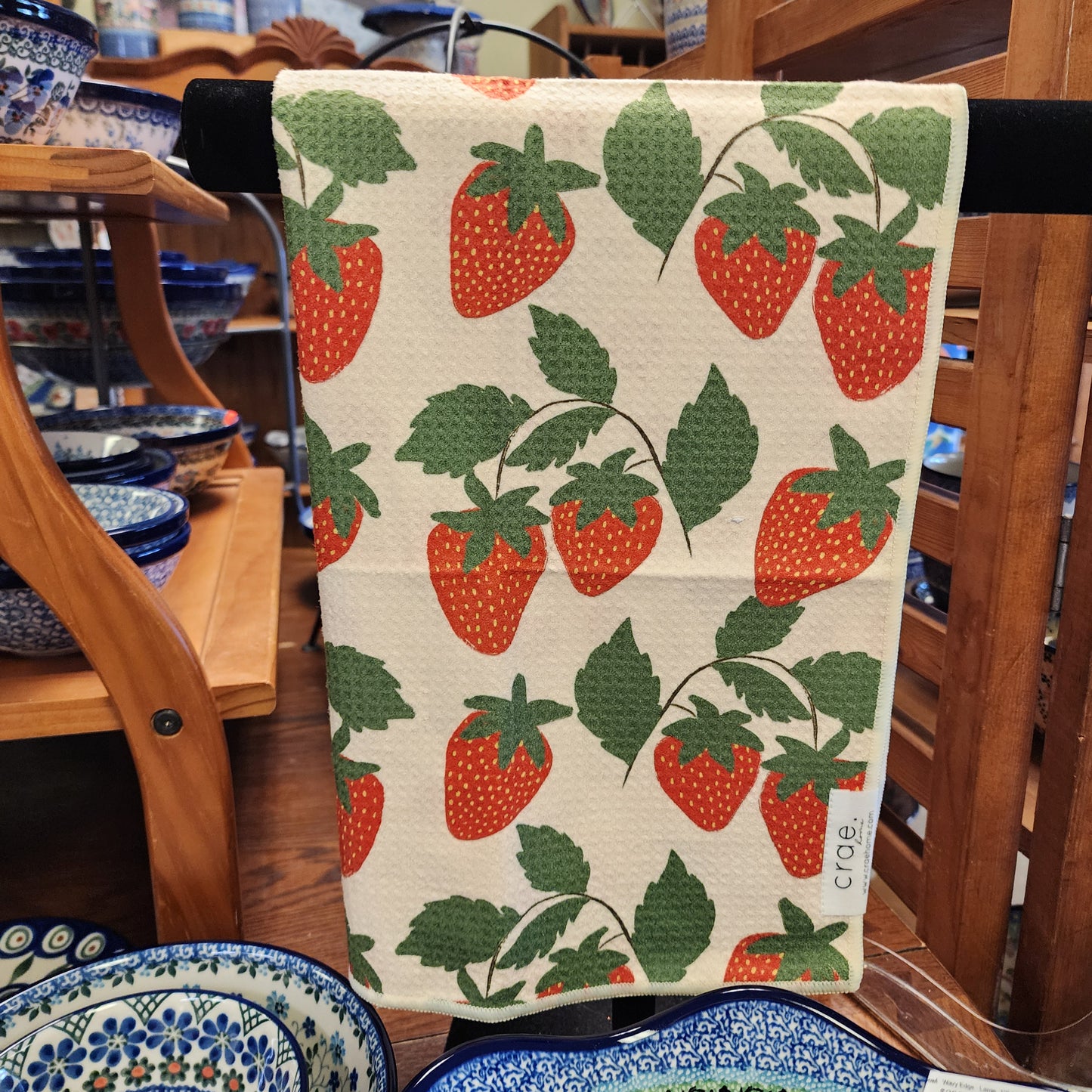 Towel / Poly ~ Berries & Cherries: Reversible Hand Towel: Cream / 19x29 / Hand Towel