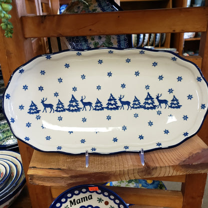 Tray ~ Scalloped Oval ~ 6.25" x 12.5" A42-1931X  Snowy Pines