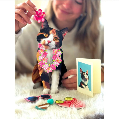 Card ~ Calico Cat w/accessories pop up card