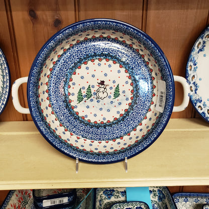 Round Baker w/handles - 9" C39-U4661  Snowman T Liana