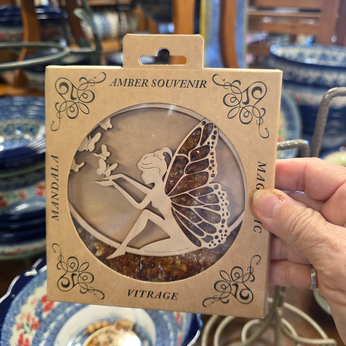 Ornament ~ Fairy Butterfly Amber Suncatcher / Magnet (4")