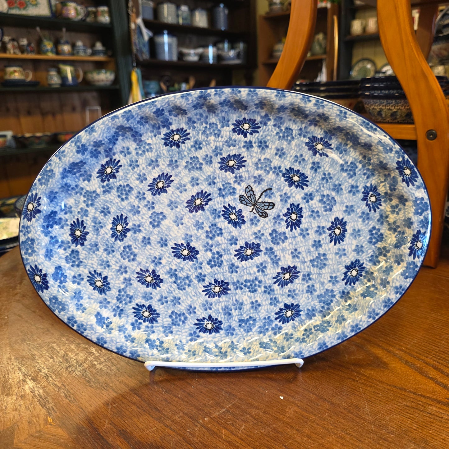 Platter   Oval   10' X 14.5"   2999X ~Blue Dragonfly