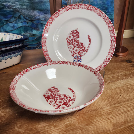 Burleigh 2 pc Bowl & Plate Red **NOT Polish Pottery