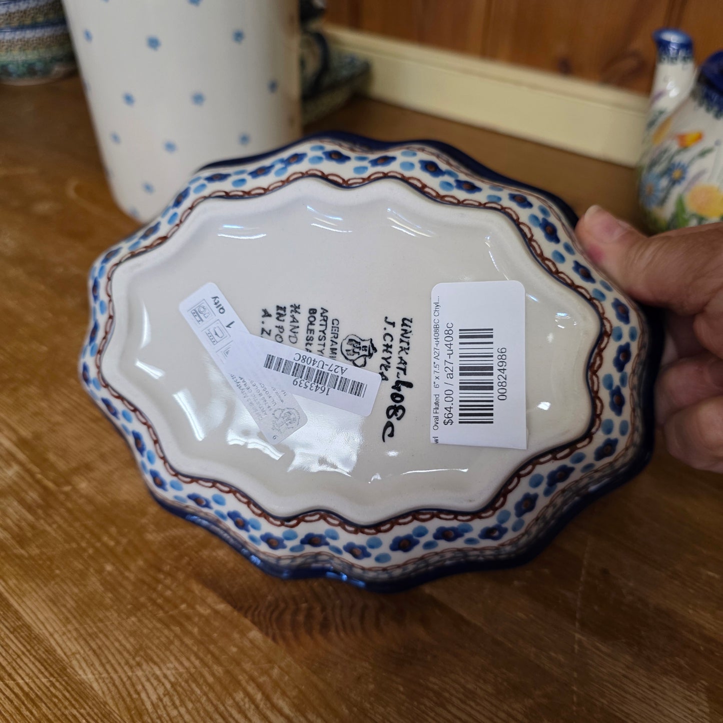 Bowl   Oval Fluted   6" x 7.5" A27-u408BC Chyla Blue