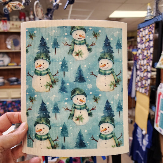 Dishcloth snowman blue from Sweden