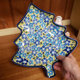 Platter 12" Tree Shape Blue Floral Confetti 8132