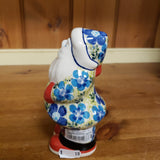 Santa Figurine 5.5" Blue Floral Confetti 5967