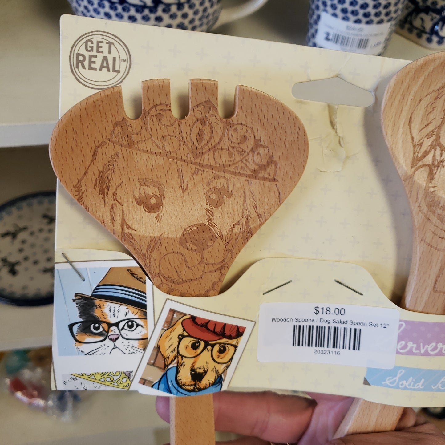 Wooden Dog Salad Spoon Set 12"