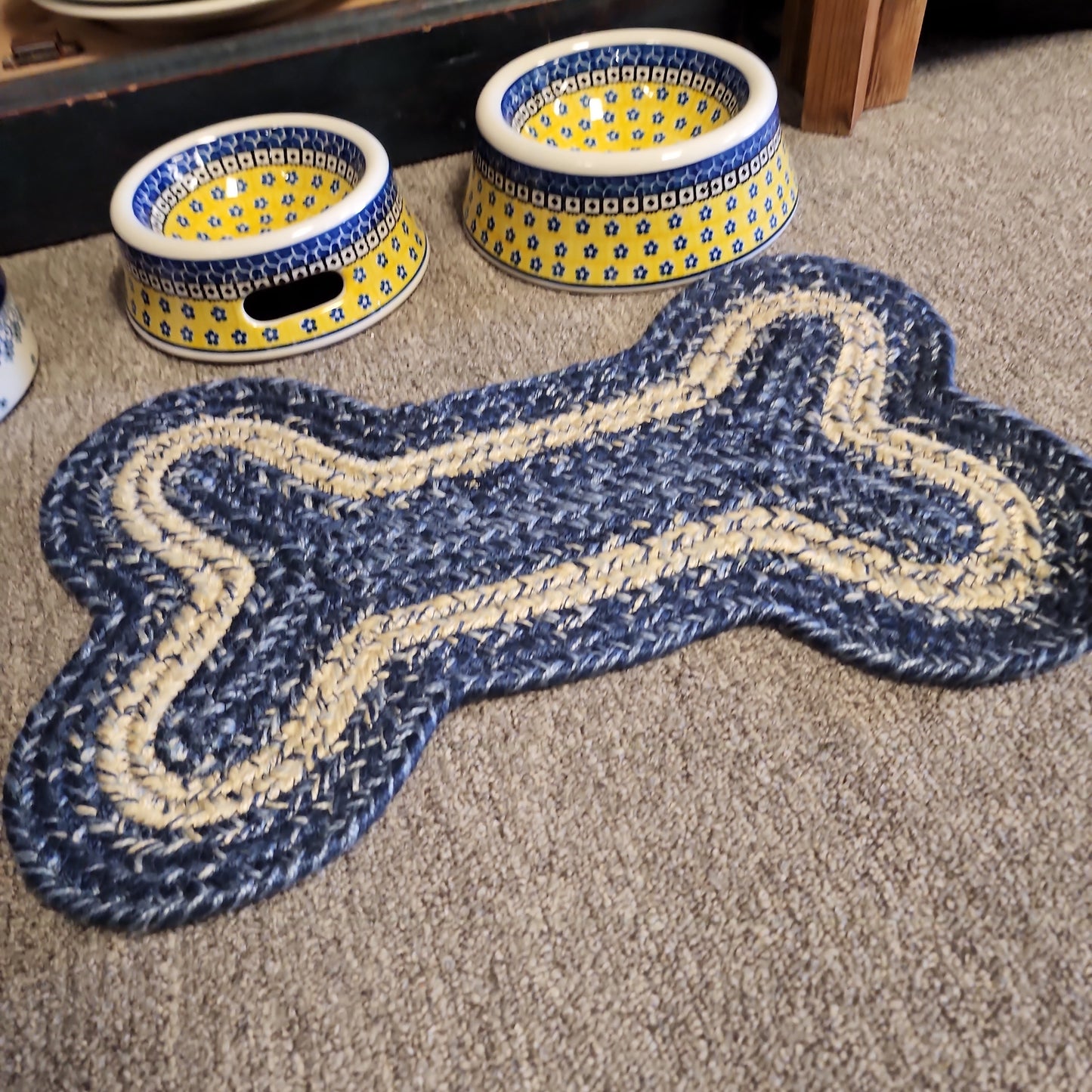 Blue Indoor/Outdoor Small Bone Rug 11.5x17.5 (not jute)