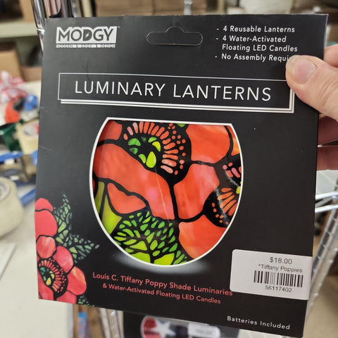 Modgy Tiffany Poppies luminary lanterns (set of 4)