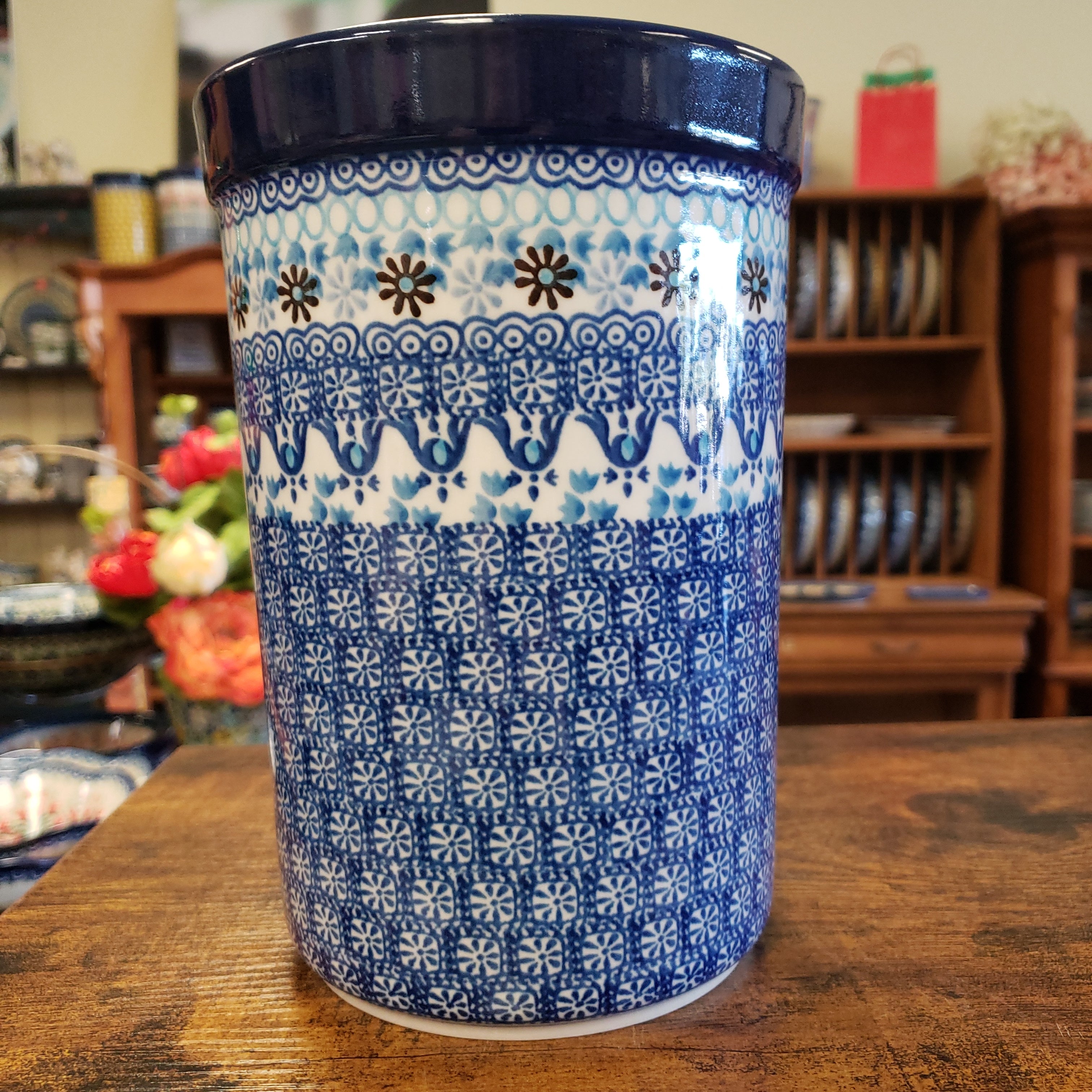 Polish Pottery Vase Large Blue Yonder 花瓶、花器