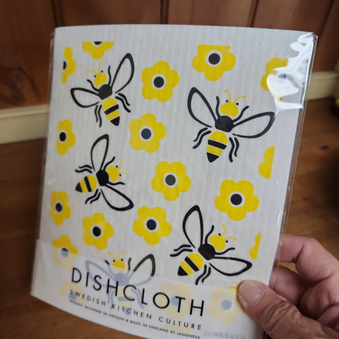 Dishcloth from Sweden ~Bees ~ Yellow