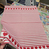 Towel Red Hearts Border 24" x 24" Tea towel