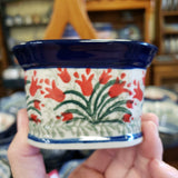 Covered Container ~ 3.25"H x 3.5"W x 4.5"L 385~1437X ~ Crimson Bells PF0323