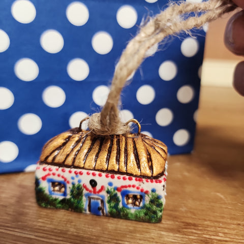 Miniature House Ornament~Clay~Ukraine Folk