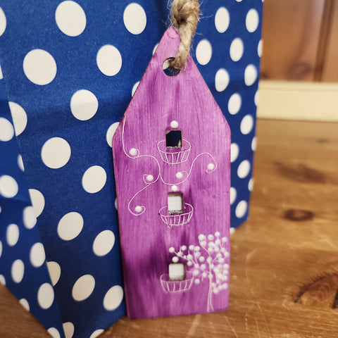 Colorful Houses Ornament~Wooden~purple