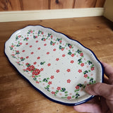 Tray ~ Scalloped Oval ~ 6.25" x 12.5" A42~2352X ~ Ruby Bouquet PF0323